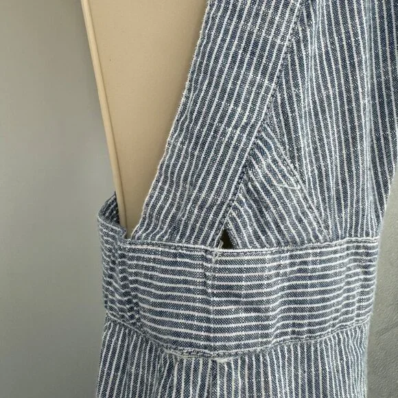 JAPNA Women's Size M Romper Jumpsuit Blue Striped straight  Leg 100% Cotton Casu - Picture 7 of 14